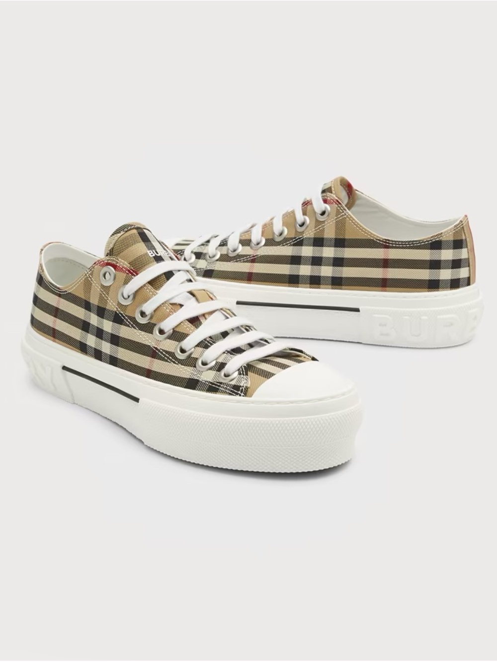 Burberry Beige Plaid Low-Top Sneaker with White Sole - Picture 8 of 8